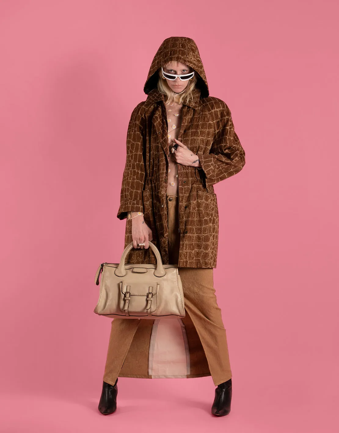 Vintage Valentino Miss V crocodile print coat
