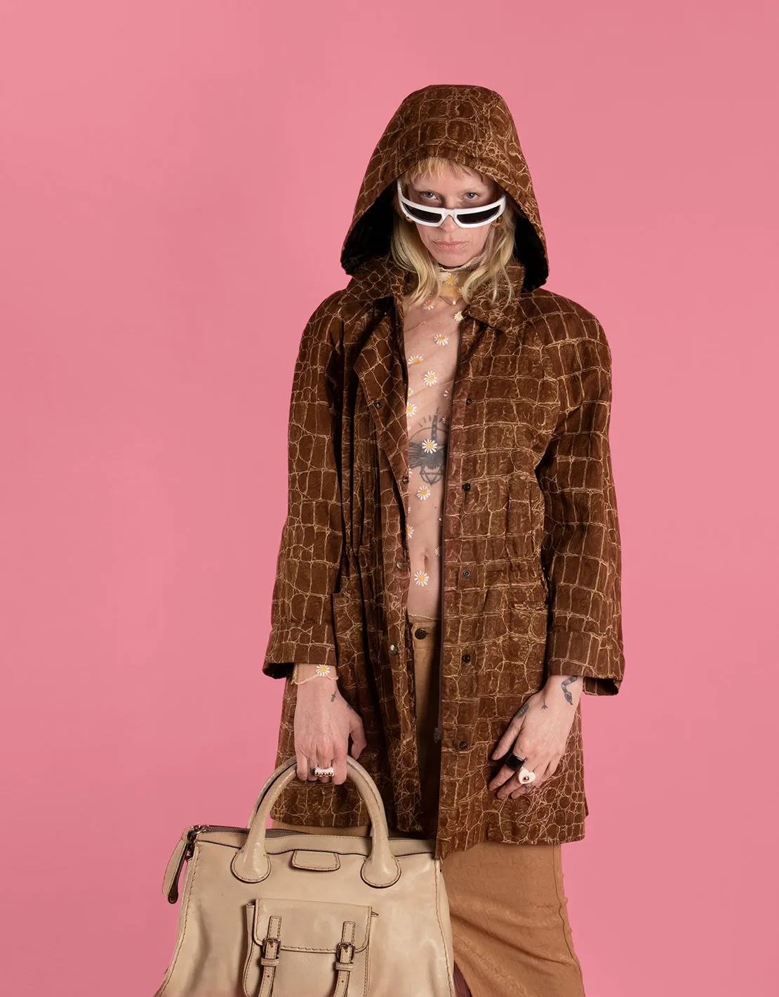 Vintage Valentino Miss V crocodile print coat