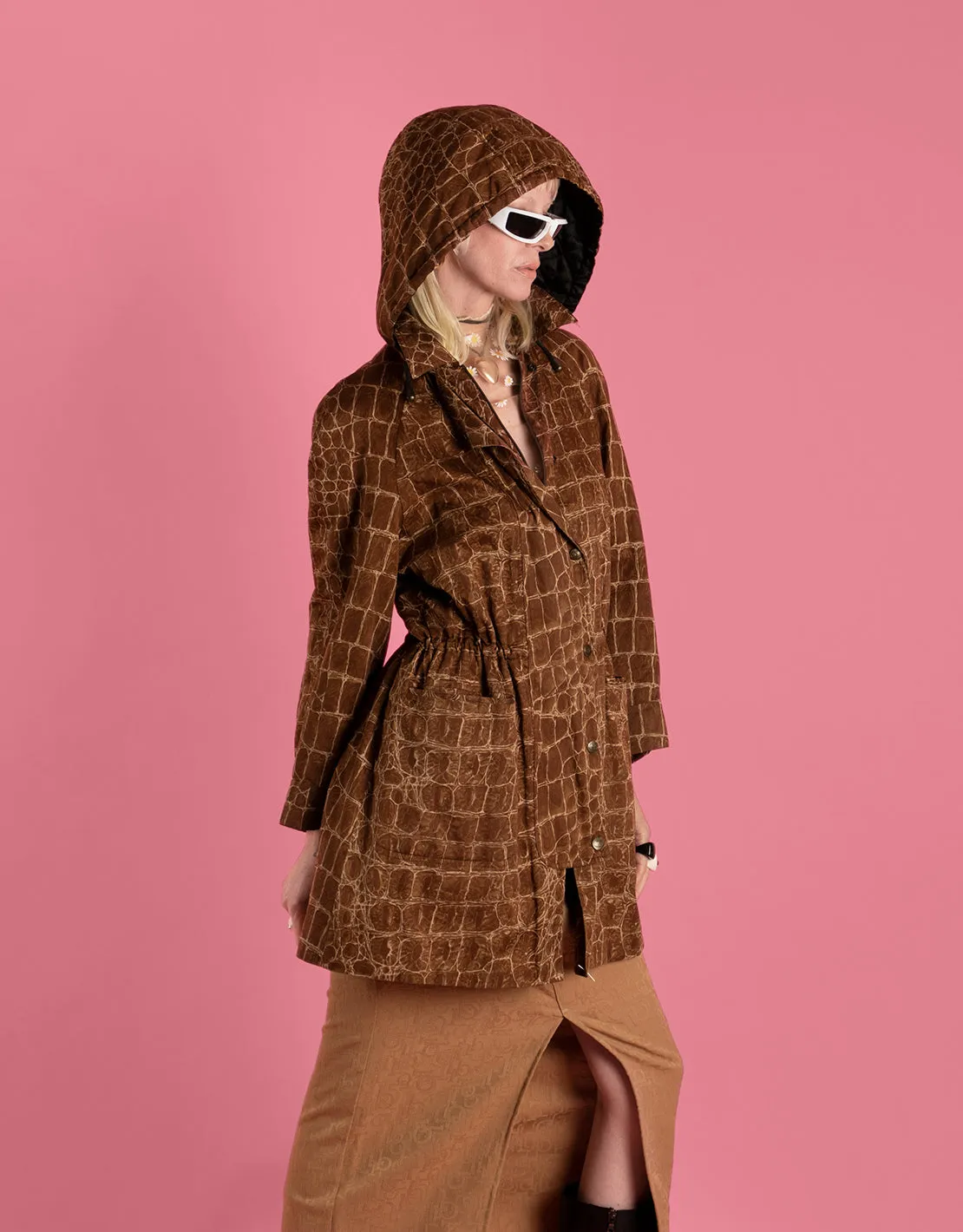 Vintage Valentino Miss V crocodile print coat