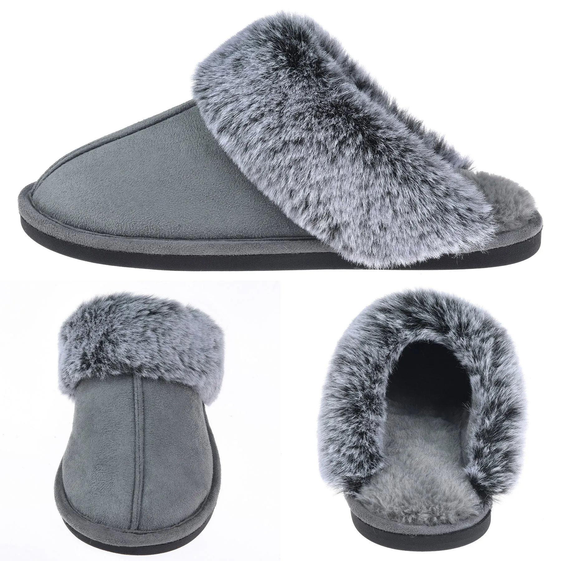 VONMAY Women's Scuff Slippers Cozy Memory Foam Fuzzy Slip-On Comfort House Shoes Indoor Outdoor