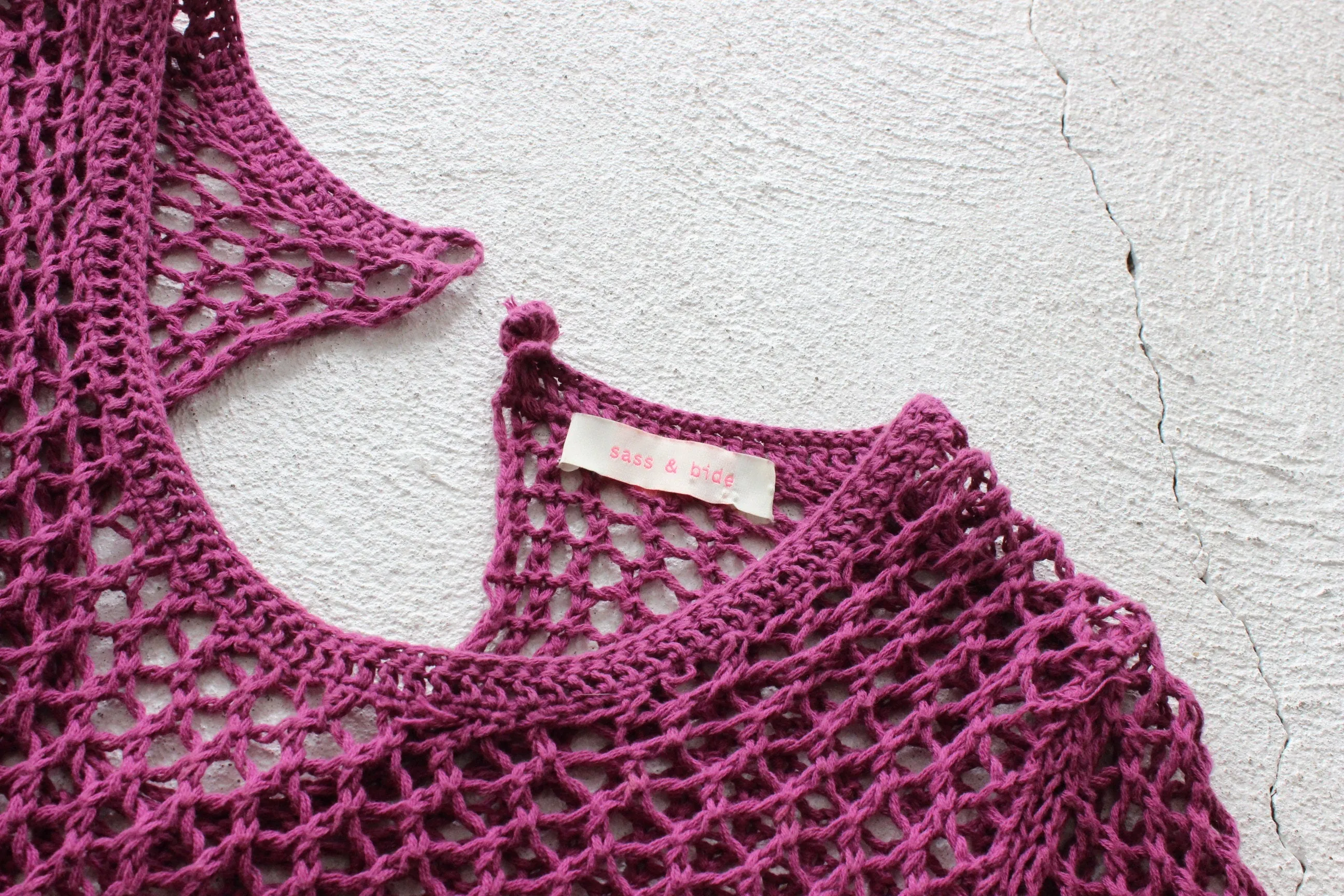 Y2K Sass & Bide Crochet Knit Mini Dress w/ Sequin Trim